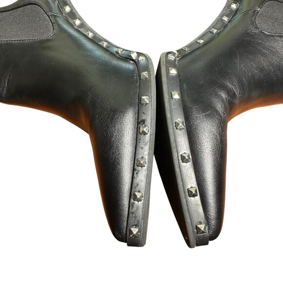 Charles David Sz 7.5 Dodger Black Pointed Toe Studded Ankle Chelsea Boots Moto - Picture 8 of 12